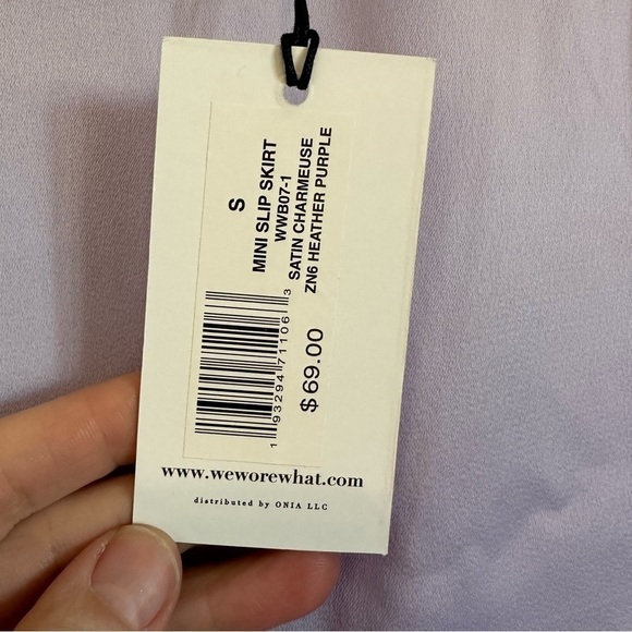 NWT WeWoreWhat purple lilac satin mini skirt women’s small - Picture 8 of 11